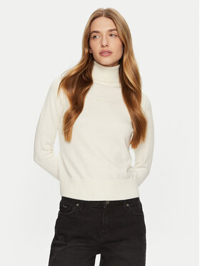 Guess Jeans Guess Jeans Bluză cu gât W4BR15 Z3HO2 Écru Regular Fit