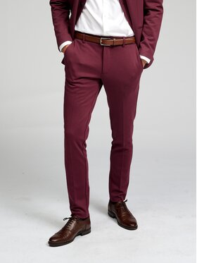 TeeShoppen TeeShoppen Spodnie garniturowe 'Perform Collection' Czerwony Slim Fit