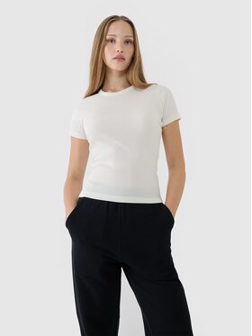 4F 4F T-Shirt 4FWSS25TTSHF1968-11S Λευκό Slim Fit