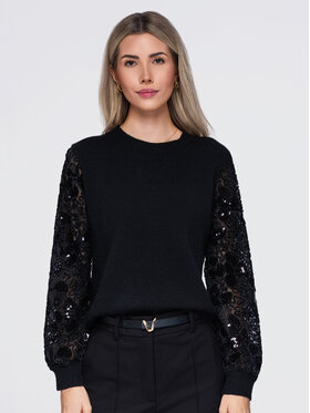Ombre Ombre Sweter OW-SW-E0033 Czarny Regular Fit