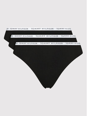Tommy Hilfiger Tommy Hilfiger Set 3 perechi de chiloți tanga UW0UW02829 Negru