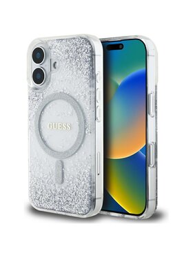 Guess Guess Etui na telefon HC Resin Bottom Glitter Srebrny