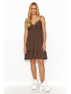 Makadamia Makadamia Sukienka letnia M818 Brązowy Comfortable Fit