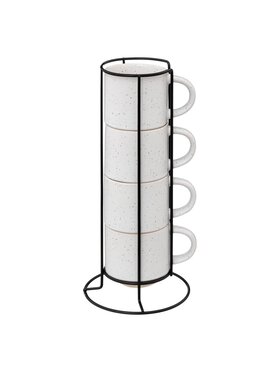 MIAhome MIAhome Komplet filiżanek na stojaku 200 ml SHANE Biały