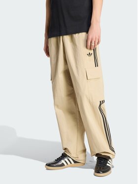 adidas adidas Spodnie cargo Adicolor Classics 3 - Stripes Beżowy Loose Fit