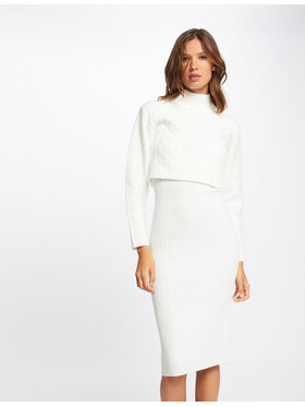Morgan Morgan Komplet sweter i sukienka 212-RMDEUX Biały Regular Fit