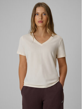 4F 4F T-Shirt BASIC+ Kremowy Regular Fit