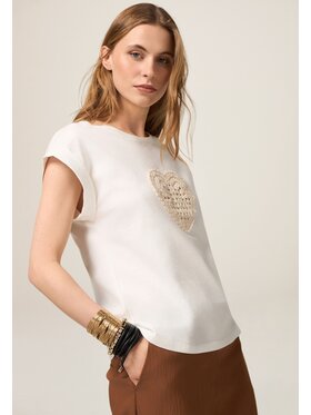Oltre Oltre T-Shirt G072J004295N011 Biały Regular Fit