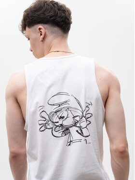 Smerfy Smerfy Tank top Zgrywus Sketch Bezrękawnik Biały Regular Fit