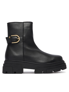 Tommy Hilfiger Tommy Hilfiger Stiefeletten Leather Chunky Th Buckled Boot FW0FW09549 Schwarz