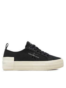 Calvin Klein Jeans Calvin Klein Jeans Πάνινα παπούτσια Bold Vulc Flatf Low Lace Mix Mtl YW0YW01465 Μαύρο