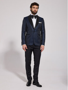 VILLARO VILLARO Marynarka SMOMAR040 Granatowy Slim Fit