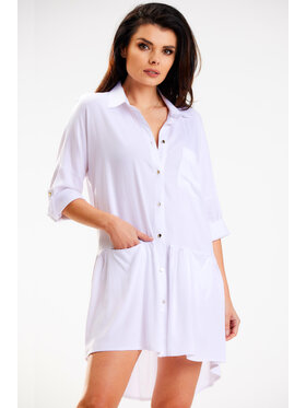 Awama Awama Sukienka letnia A584 Biały Basic Fit