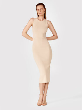 Simple Simple Sukienka letnia SUD013 Beżowy Slim Fit