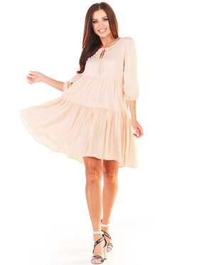 Awama Awama Sukienka letnia A359 Beżowy Basic Fit