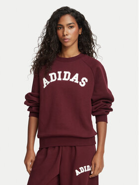 adidas adidas Mikina Adidas Damskie 3-Stripes Crew KU0327 Bordó Loose Fit