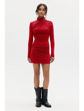 BENU BENU Sukienka dzianinowa Z GOLFEM Czerwony Slim Fit