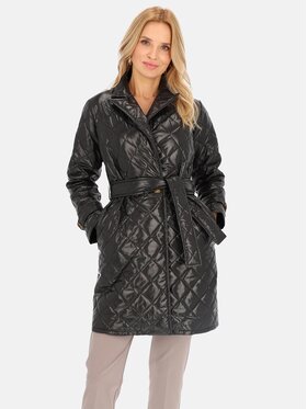 Perso Perso Płaszcz przejściowy BLE 241055 F Czarny Regular Fit