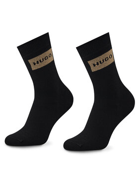 Hugo Hugo Набір 2 пар високих жіночих шкарпеток 2p Giftset Lunch W 50491386 Чорний