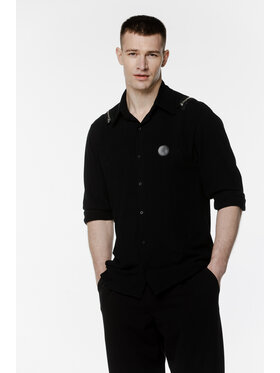 Pilawski Pilawski Koszula KOSZULA CZARNA MĘSKA ZAMKI Czarny Slim Fit