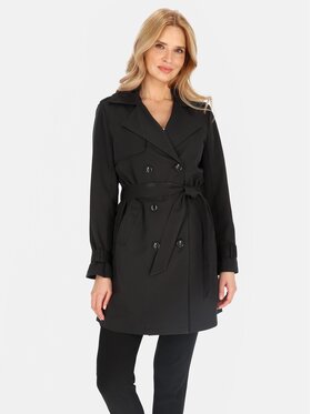 Perso Perso Płaszcz przejściowy BLE252682F Czarny Regular Fit