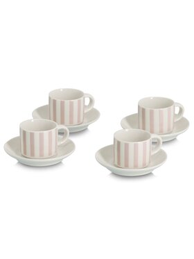 MIAhome MIAhome Komplet filiżanek 4 szt. do espresso 70 ml ze spodeczkami PASKI Biały