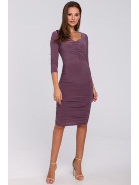 Makover Makover Sukienka codzienna K006 Fioletowy Regular Fit
