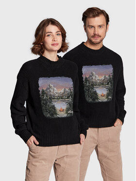Leeves Leeves Pulover Unisex National Park Knit Črna Regular Fit