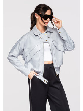 Ombre Ombre Kurtka bomber OW-JAFL-0122 Błękitny Regular Fit