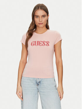 Guess Guess Póló W5GI42 J1314 Rózsaszín Slim Fit