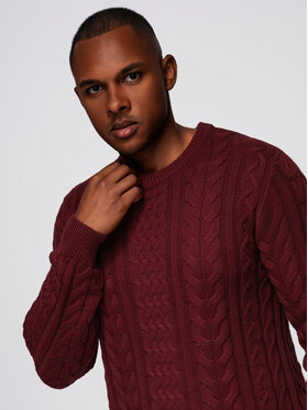 Ombre Ombre Sweter OM-SWSW-0173 Czerwony Regular Fit