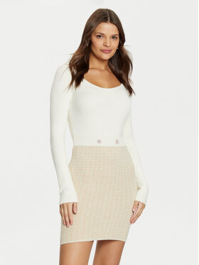 Guess Guess Kötött ruha W5RK12 Z3KX0 Ekru Bodycon Fit