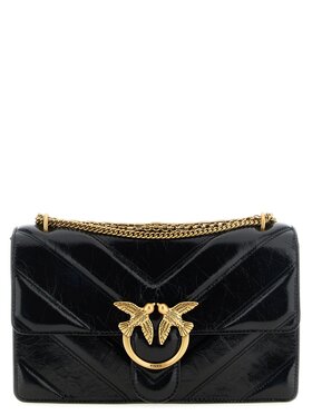 PINKO PINKO Torebka Black Calfskin Shoulder Czarny