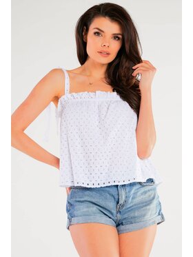 Awama Awama Bluzka A436 Biały Basic Fit