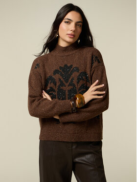 Oltre Oltre Sweter M825J006051N022 Brązowy Over Fit