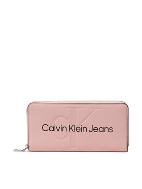 Calvin Klein Jeans Calvin Klein Jeans Голям дамски портфейл Sculpted Mono Zip Around Mono K60K607634 Розов