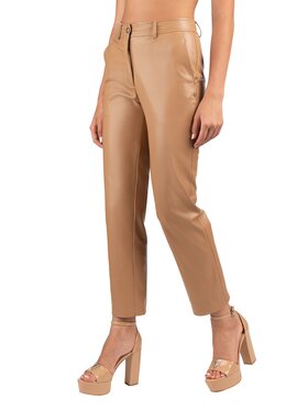 Guess Guess Spodnie z imitacji skóry Pantalone Lia PU Beżowy Regular Fit