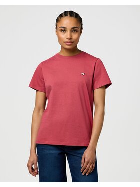 Wrangler Wrangler T-Shirt SIGN OFF TEE Różowy Slim Fit