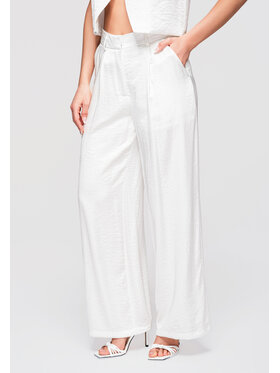 Ombre Ombre Spodnie materiałowe OW-PA-E0002 Biały Relaxed Fit
