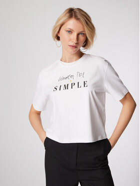 Simple Simple T-shirt TSD550-01 Blanc Relaxed Fit