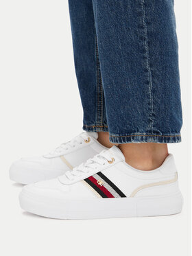 Tommy Hilfiger Tommy Hilfiger Sneakersy Th Platform Vulc Leather FW0FW09603 Bílá
