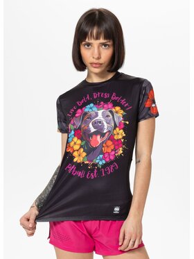 PITBULL PITBULL T-Shirt Koszulka sportowa damska Mesh HAPPY-PIT M Czarny Regular Fit
