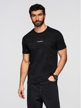 Ombre Ombre T-Shirt OM-TSFP-0263 Czarny Regular Fit