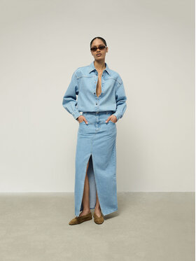 La Mania La Mania Džínsová sukňa MAXI 2 Modrá Classic Fit