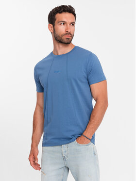 Ombre Ombre T-Shirt OM-TSCT-0170 Niebieski Regular Fit
