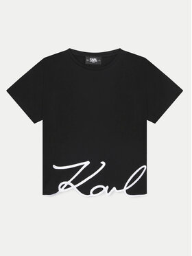 Karl Lagerfeld Kids Karl Lagerfeld Kids Marškinėliai Z30212 S Juoda Regular Fit