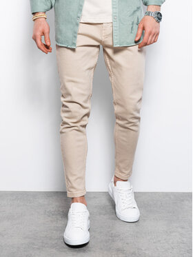 Ombre Ombre Jeansy P1058 Béžová Slim Fit