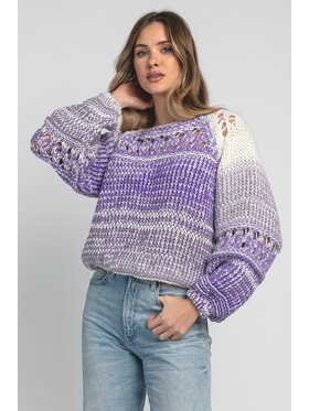 Fobya Fobya Sweter F1976 Fioletowy Basic Fit