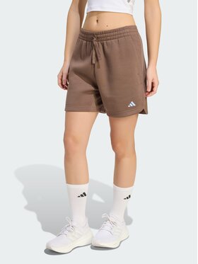 adidas adidas Szorty materiałowe 3 Stripes Studio Fleece Loose Brązowy Loose Fit