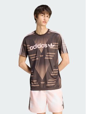 adidas adidas Koszulka techniczna LOOSE SPONSORED JERSEY Brązowy ciemny Regular Fit